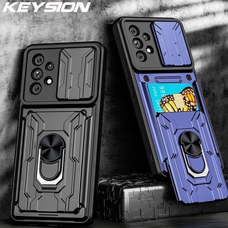 KEYSION Capa Anti-Impacto Para Samsung A53 A33 A73 5G Bolsa De Cartão Empurre Câmera Proteção Anel Suporte Telefone Traseira Galaxy A23 A13