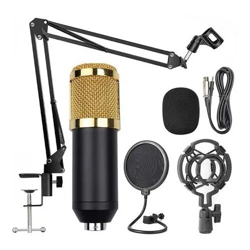 Kit Microfone Condensador Braço Articulado Pop Filter P2 T10