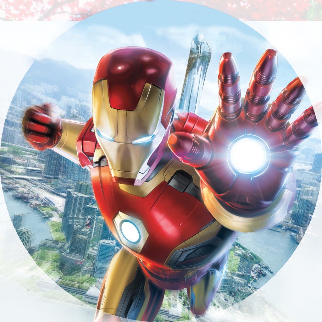 Painel De Festa Redondo Tema Homem de Ferro Em Tecido Sublimado 3d Veste fácil