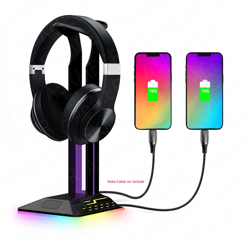 RGB Gaming Headphone Stand LED Luz Suporte De Exibição De Computador Desktop Porta HUB USB 2.0 Para PC