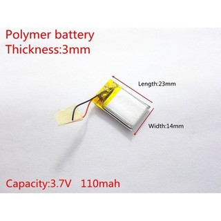 (2pcs) Bateria 3.7v 110 Mah Óculos Caneta Bluetooth Fones
