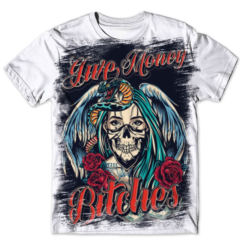 Blusa Básica Masculina Estampada exclusiva Personalizada Moda Camisa Camiseta Tattoo Gangster 15