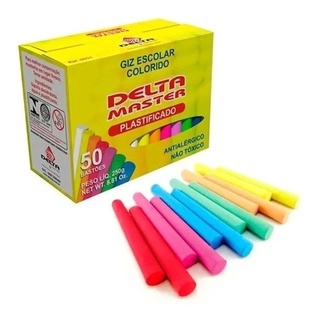 Giz Escolar Plastificado Branco Delta - Com 50 Unidades