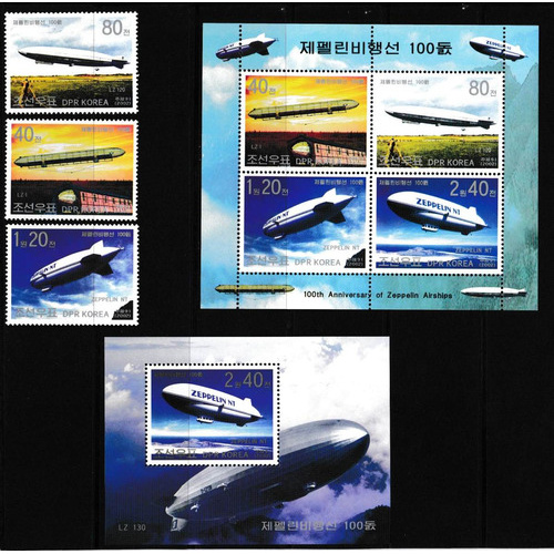 FILATELIA Coreia Do Norte 2002 Transportes Zeppelin Dirigivel Balão Balões - FILATELIA