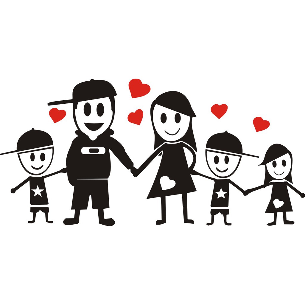 Adesivo Familia Feliz Pai, Mãe, 2 Filhos, 1 filha 18x9cm Shopee Brasil