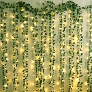 2m Artificial Pendurado Folha De Hera Garland Vine Folhas Luzes LED Cordas DIY Para Casa Festa De Casamento Rattan Decoração