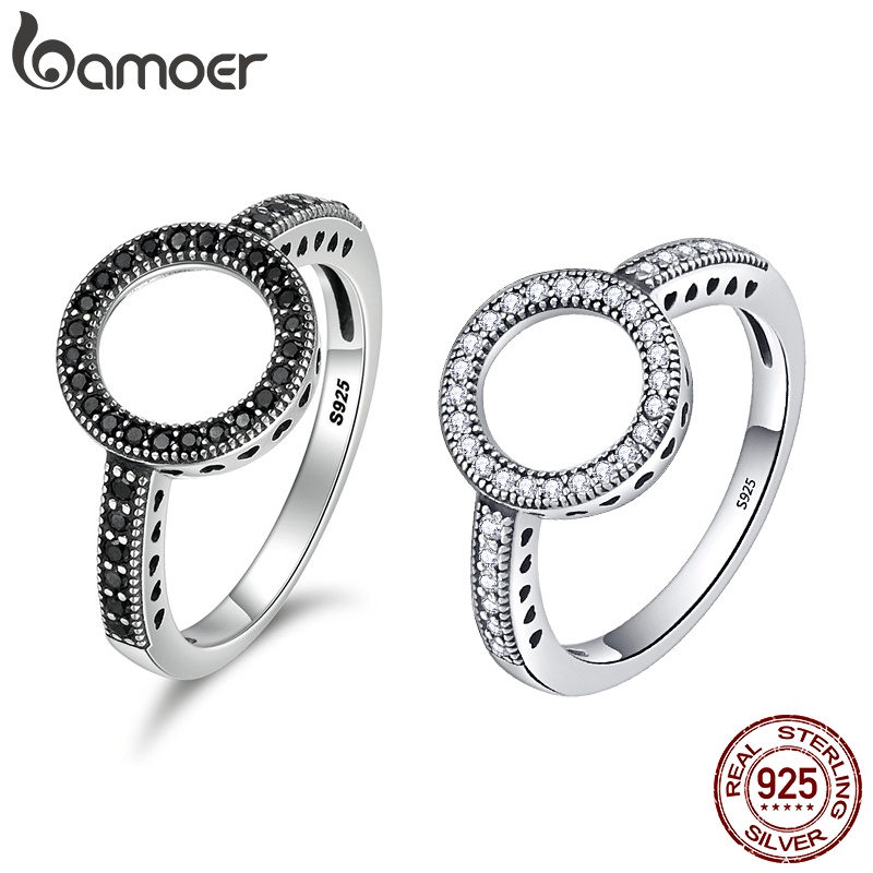 Bamoer 925 Prata 2 Cores Para Sempre Anéis De Dedo Redondos De Amor Jóias Femininas em Oferta na Shopee