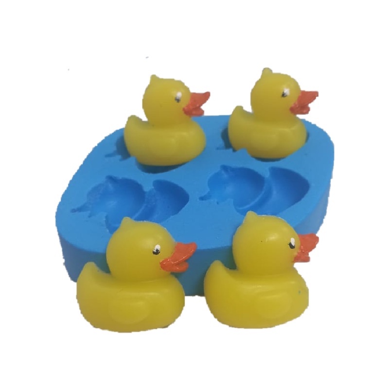 Molde de Silicone - Patinho Pato 4 cavidades Sabonete Biscuit Resina Vela Organite