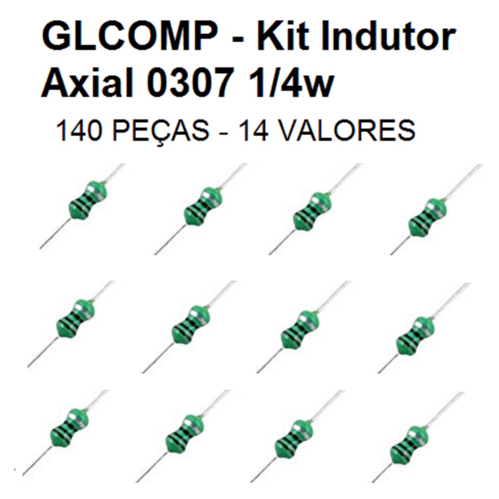 Indutor Axial 0307 1/4w Kit C/ 140 Peças 14 Valores 10 peças de cada