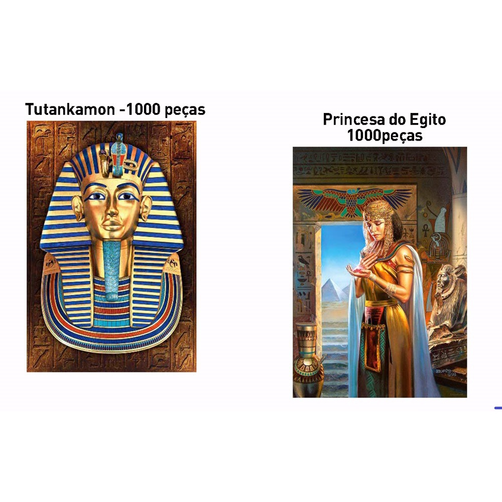 Kit 2 Quebra-cabeça 1000pecas Puzzle Importado - Tutankamon, Rainha do Egito - Castorland
