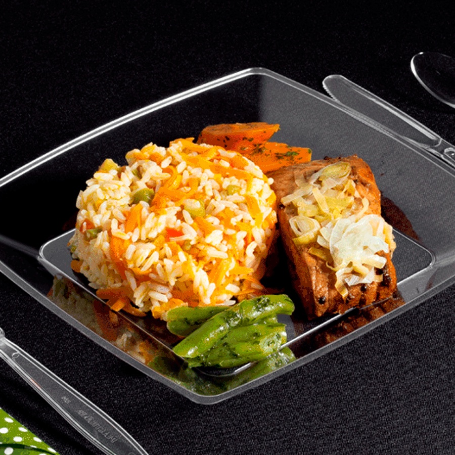 Prato em Acrílico Square Cristal - 21cm 10un - Plastilânia