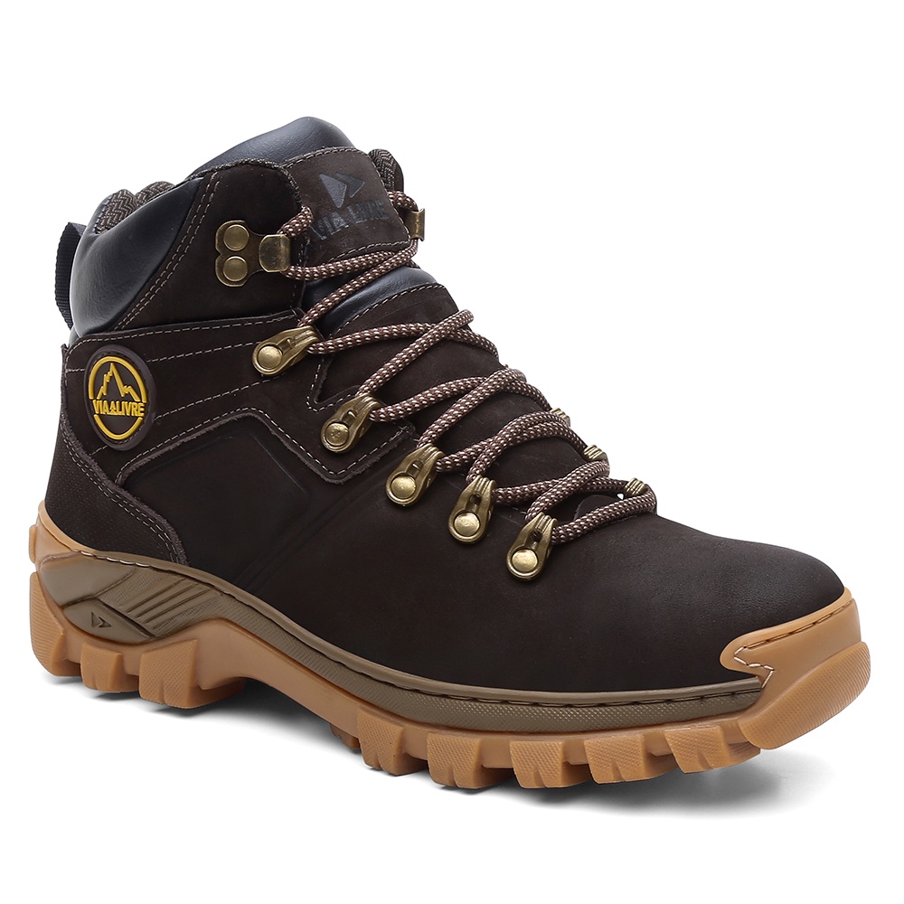 Bota Masculina Trabalho Coturno Couro Via Livre - N6 Com C.A