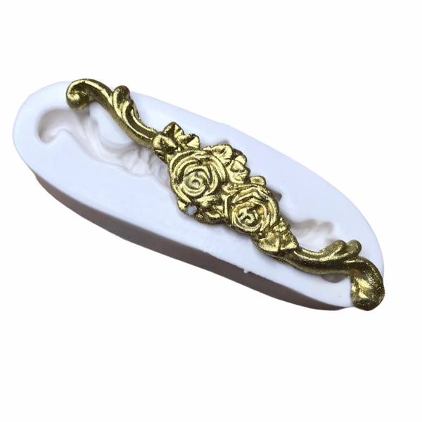 Molde de Silicone para Biscuit Artesanato e Confeitaria Arabesco Com Rosas 740
