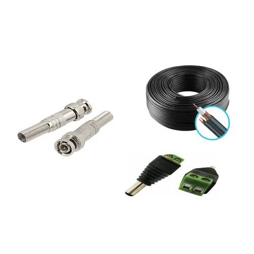 Kit Cabo Coaxial (CFTV) Preto 100m 90% Malha C/10 Conectores