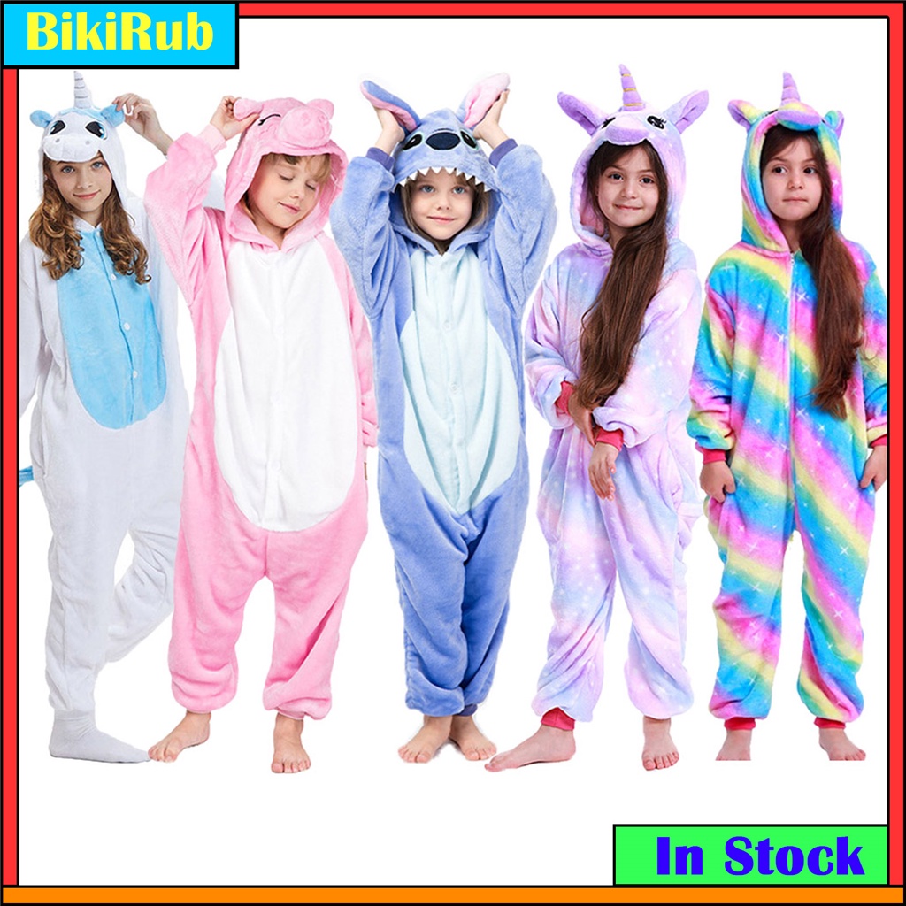 Pikachu Stitch Onesies Kigurumi Para Crianças Pijamas Bebê Meninas Meninos Anime Cosplay Fantasia De Flanela De Inverno Macacão Com Capuz