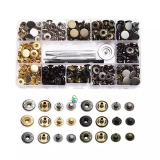 Kit Aplicador Manual + Estojo Com 120 Botoes Pressao Metal