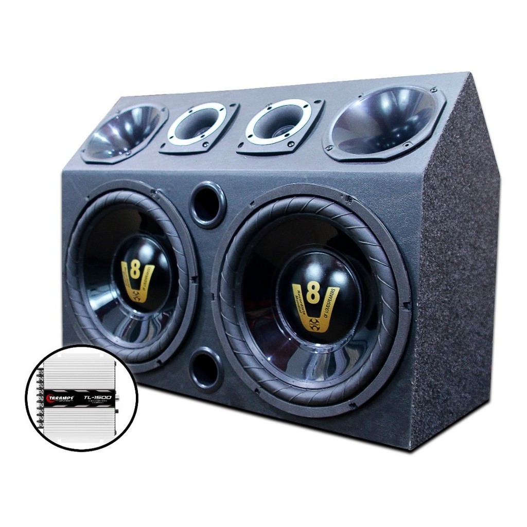 Caixa Trio Igrejinha 12 Compet V8 + Modulo Taramps Tl1500 em Oferta na Shopee