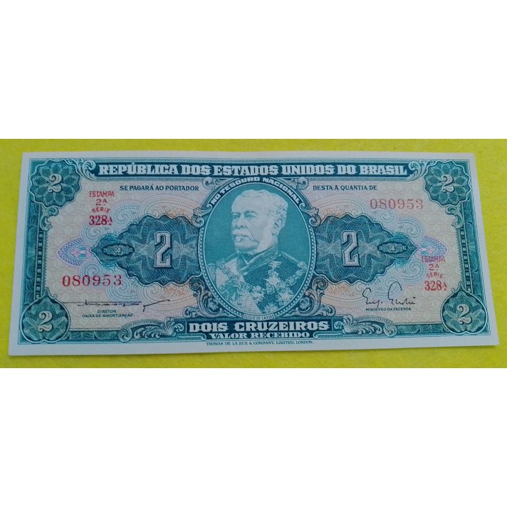 Cédula C062 2 CRUZEIROS DUQUE DE CAXIAS soberba/FE ( Item de Coleção )