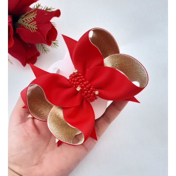 laço para natal/ laço de luxo/laço vermelho com dourado/laço para festa/laço  infantil | Shopee Brasil