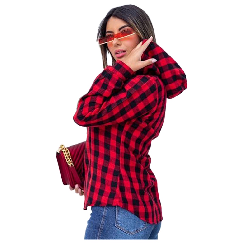 Blusa Xadrez Camisete Feminino Touca Capuz Manga Longa Luxo Fashion Viscose Casual Luxo Quadriculada