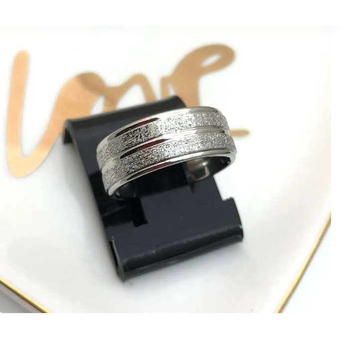 Anel aliança o Diamantado 8mm Aço namoro compromisso banhado Prata 925 + Anel Solitário (1 UNIDADE)