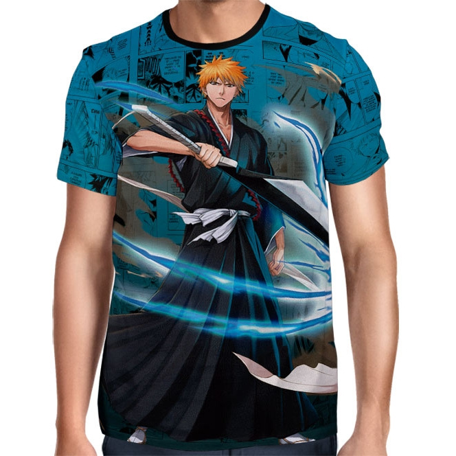 Camisa Full Color Print Blue - Bleach - Ichigo