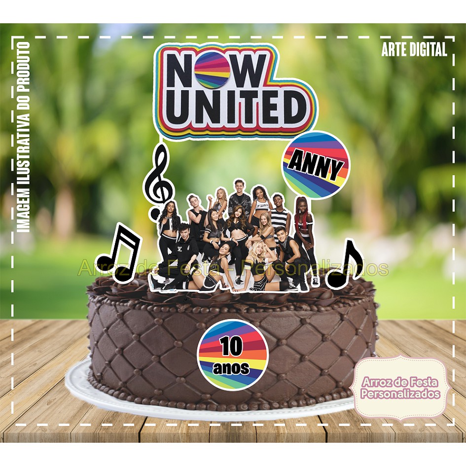 Topo de Bolo Topper de Bolo Personalizado Now United Mod.02
