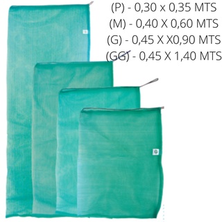 Samburá Sacola Para Peixe Covo Saco Nylon Sem Aro Verde Tamanhos Diversos P M G GG