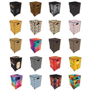 Banco Bau Organizador em MDF suporta até 120 KG - Cerveja, Geometrio, Colorido, Infantil, Vintage