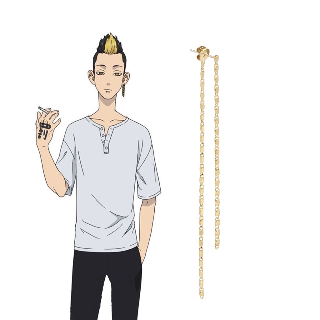 Cosplay Anime Tóquio Revengers Hanma Shuji Brincos Moda De Corrente Longa De Ouro Tassel Pingente Para Mulheres Homens