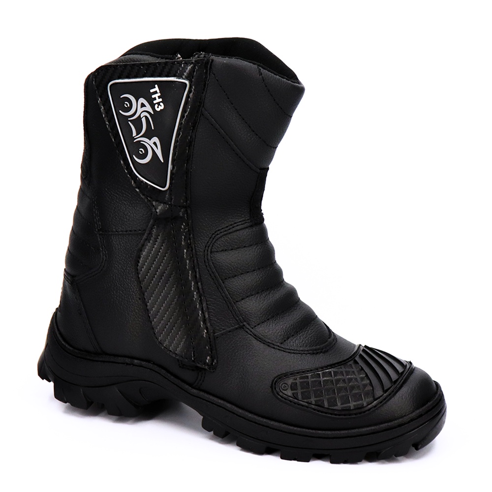 Bota de Motoqueiro de Couro Legitimo Cano Alto Motociclista Motocross Botina Coturno TH3 Moto Motorcycle