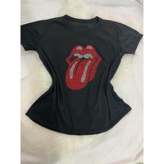 Blusa Feminina T-shirt  - LINGUA ROLLING STONES