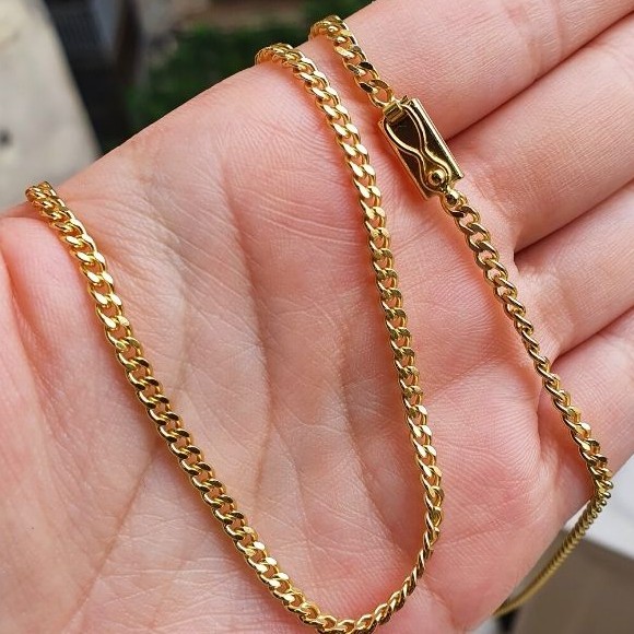 Corrente Masculina 2,5mm 60cm Fecho Gaveta Banho De Ouro 24K Corrente Grumet Cordão Masculino