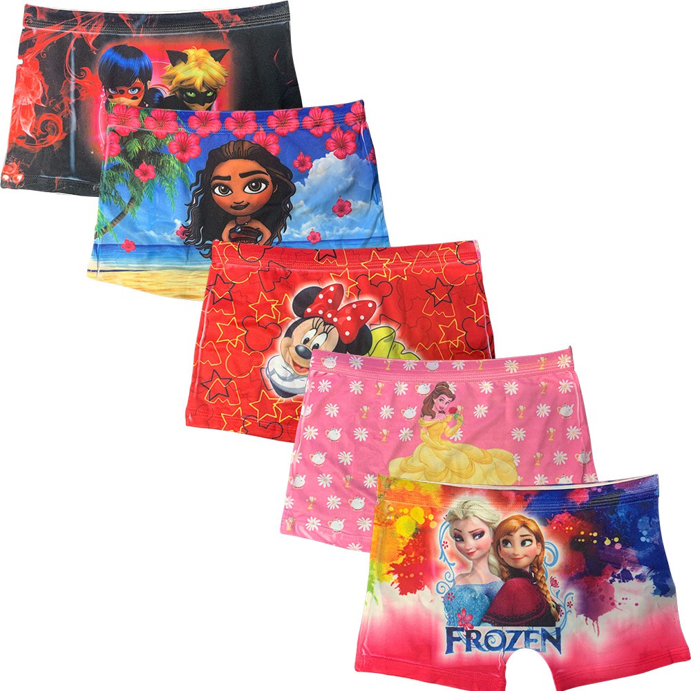 Kit 5 Calcinhas Box Boxer Fristyle Em Microfibra Personagens Variados Menina Infantil