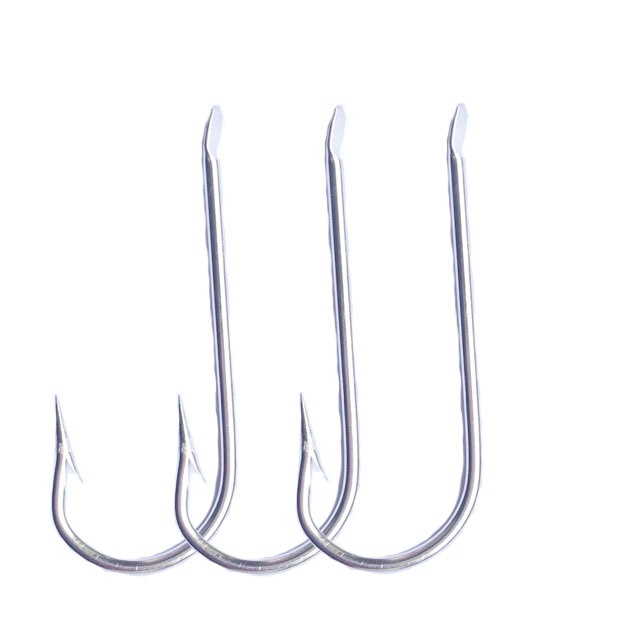 Kit 10 Anzol Chapinha Patinha Grande 2/0 125mm Niquelado Sem Furo Para Pesca Profissional Espinhel Garoupa Shad
