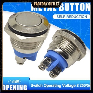 Interruptor Com Botão De Pressão 16MM 250V 5A terminal De Encadernação Auto-Reiniciamento De Aço Inoxidável Para Carro Redondo/self Reejuste