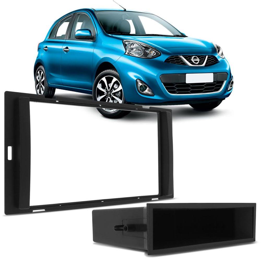 Moldura Painel Nissan March Dvd 2 Din 1 Din Com Porta Objeto Multimidia Mp5