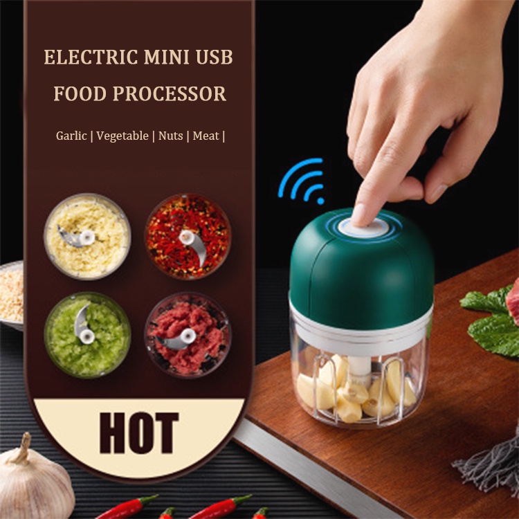 Mini Processador Triturador Sem Fio Elétrico 250ML De Alimentos Para Legumes Alho Gengibre