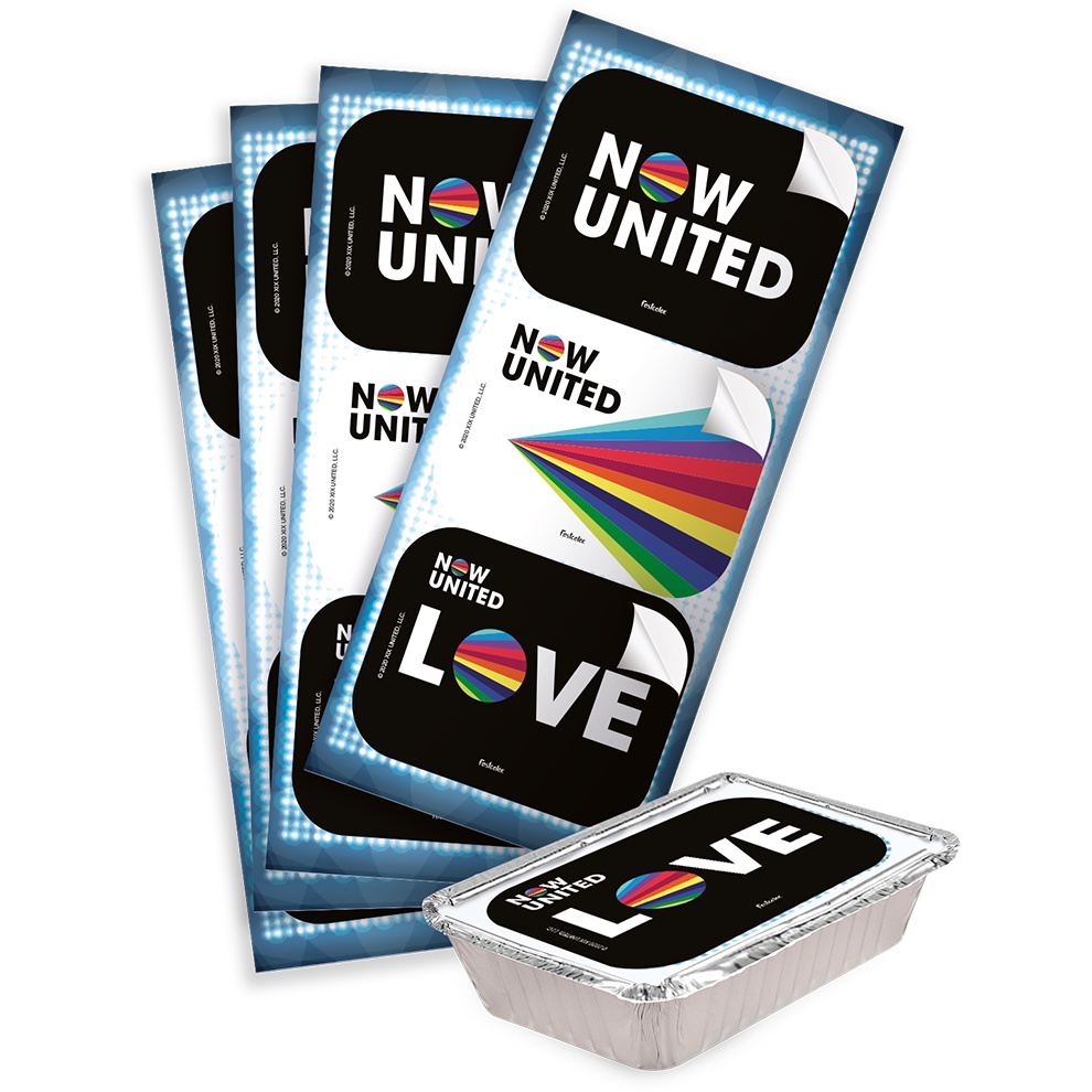 Adesivo Retangular Festa Now United - 12 Unidades - FestColor - Rizzo Festas