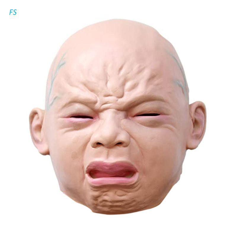 Tesfus Novidade Látex Cry Bebê Látex Cabeça Cheia Máscara De Halloween
