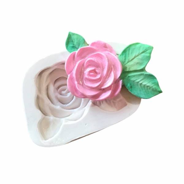 Molde De Silicone para Biscuit Artesanato e Confeitaria Arabesco Rosa Com Folhas 256