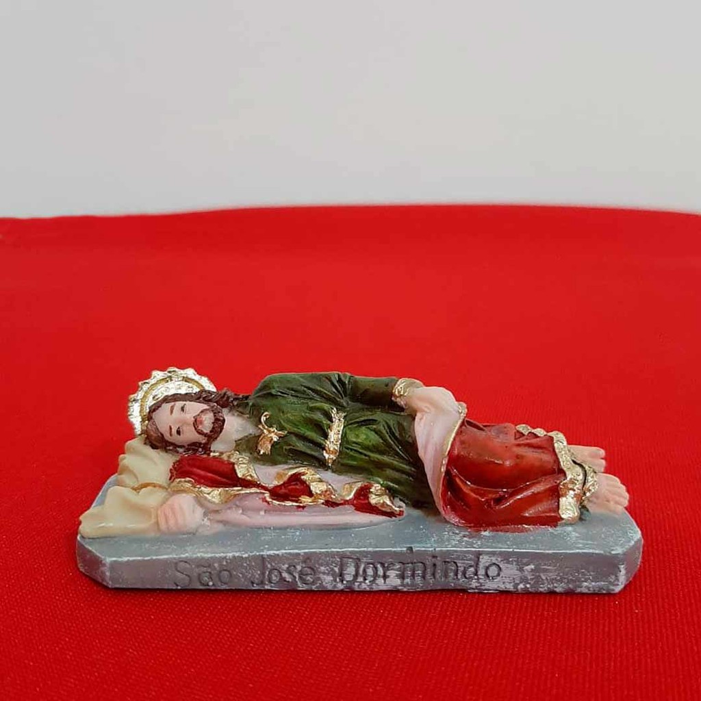 Imagem de São José Dormindo em Resina - 7 cm São José Deitado que o Papa Francisco tem