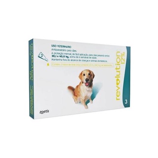 Antipulgas e Carrapatos Revolution 12% Cães de 20,1 a 40kg com 3 Pipetas em Oferta na Shopee