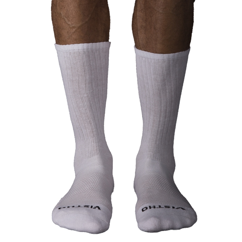 Meia de Vôlei Cano Médio sem costura VISTHO Branco/Preto 33/38