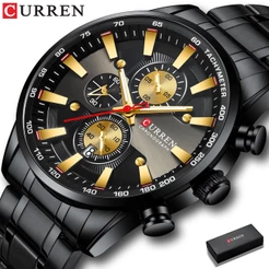 Curren Relógio Masculino Moda Quartz esportivo em aço inoxidável à prova d'água 8351