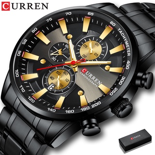 Curren Relógio Masculino Moda Quartz esportivo em aço inoxidável à prova d