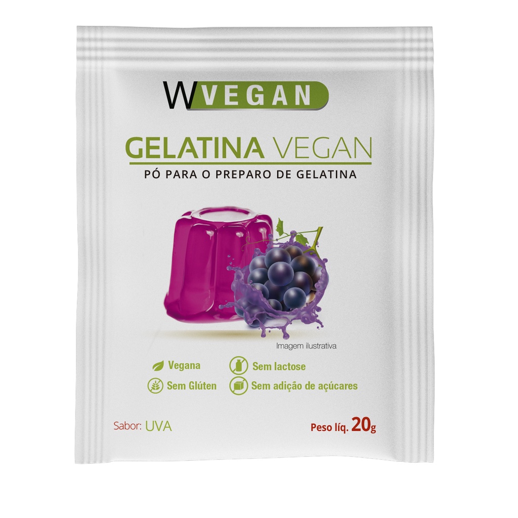 Gelatina Vegan 20g Sabor Uva WVegan Vegano Agar Agar em Oferta na Shopee