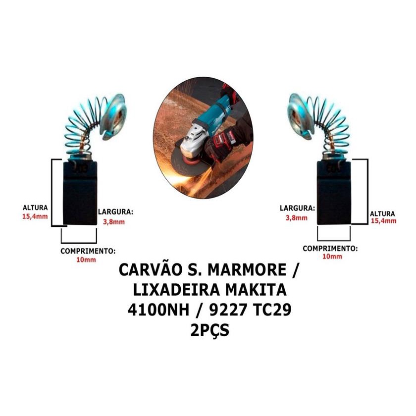 Escova Carvão Serra Mármore / Lixadeira Makita 4100nh Tc29 2pcs em Oferta na Shopee