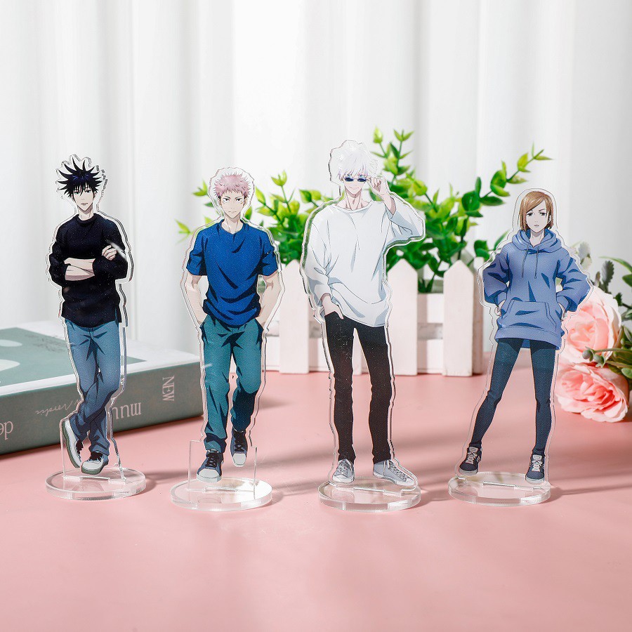 anime jujutsu kaisen acrílico figura figure action suporte foto modelo placa decoração de mesa cosplay foto em pé gojo megumi itadori nobara