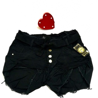 Shorts Jeans Plus Size Preto Basic com Laycra